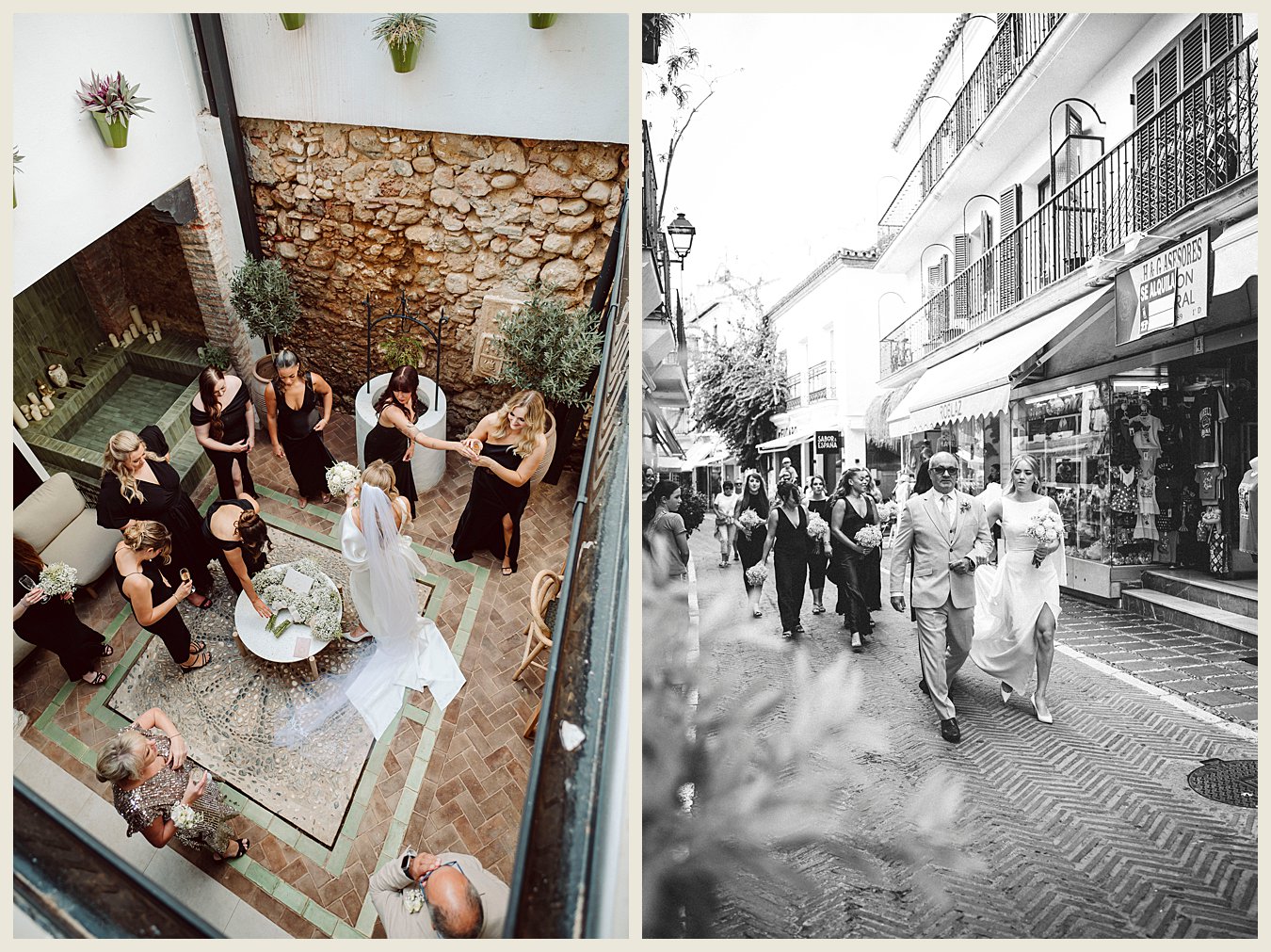 creative wedding photographer, marbella wedding, bow wedding dress, black and white wedding, authentic wedding photography