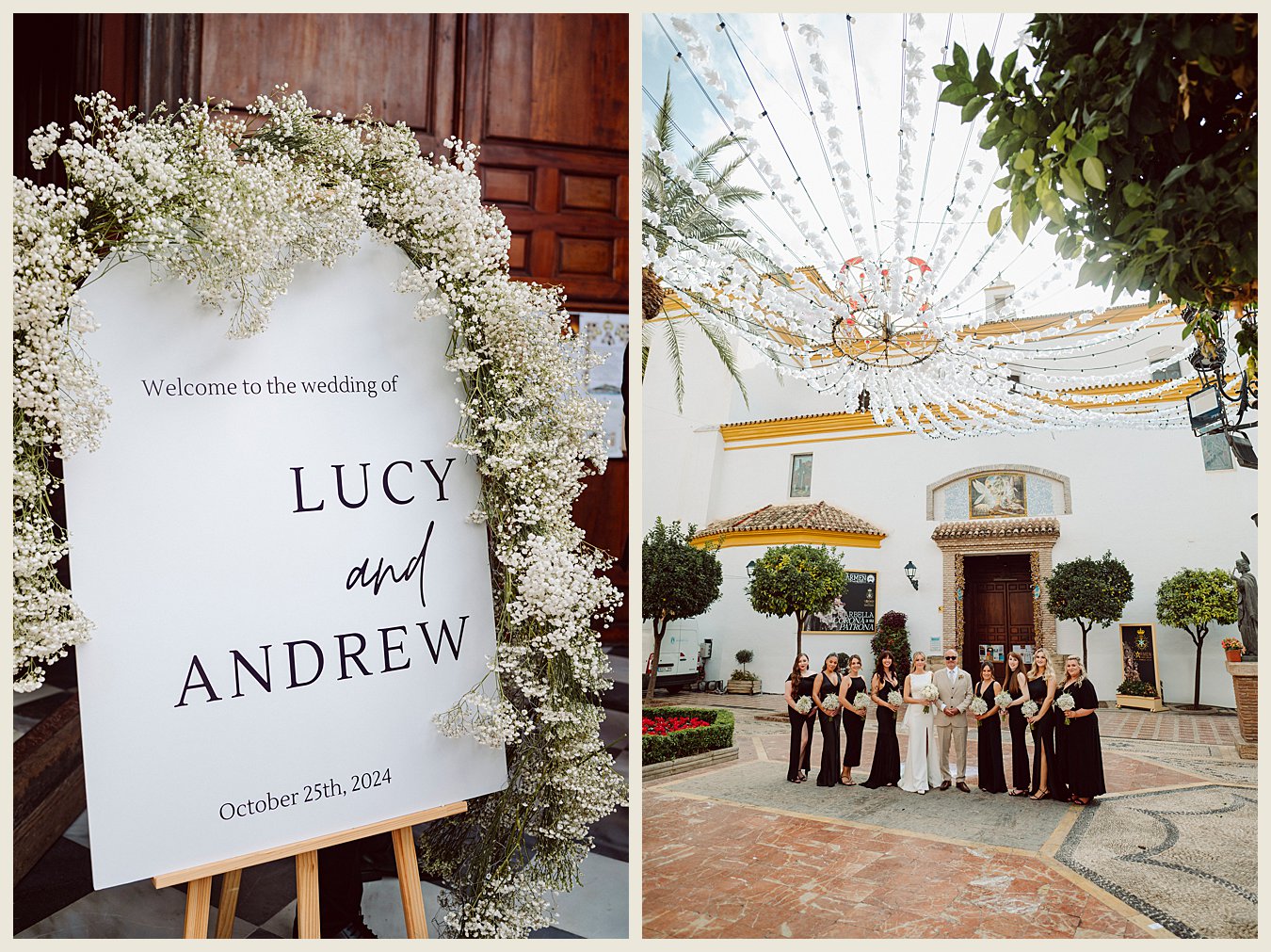 Marbella old town wedding, creative wedding photography, group shot
