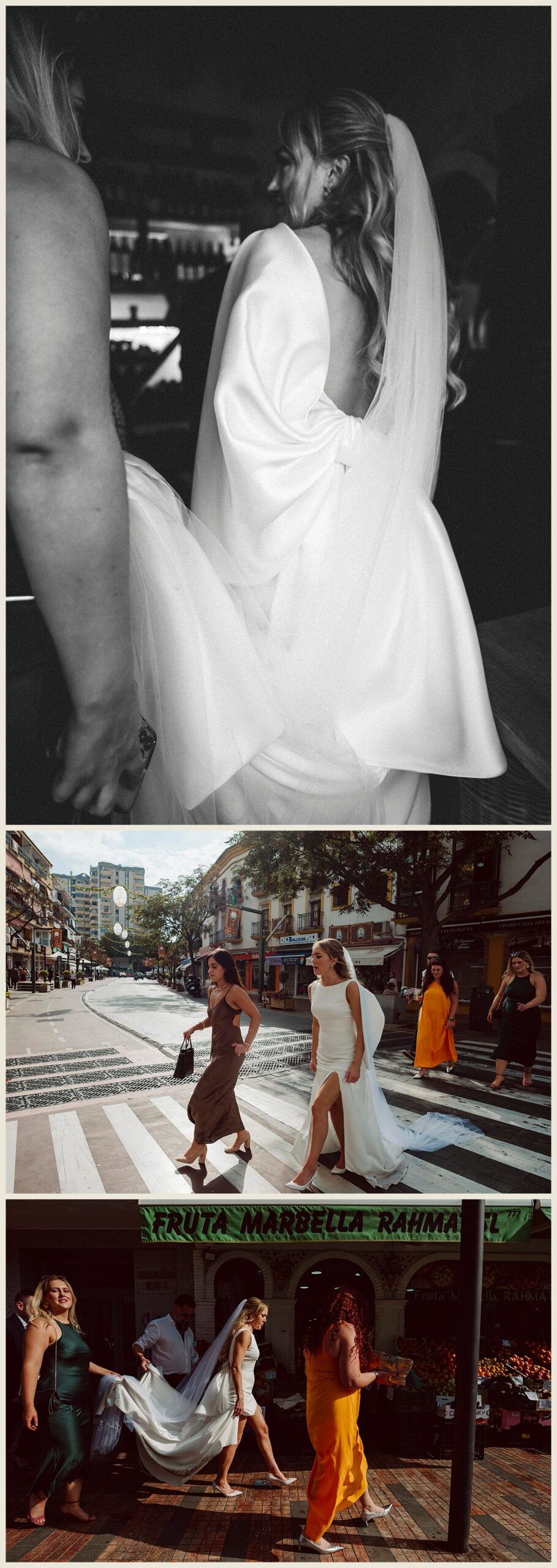 creative wedding photographer, marbella wedding, bow wedding dress, black and white wedding, authentic wedding photography