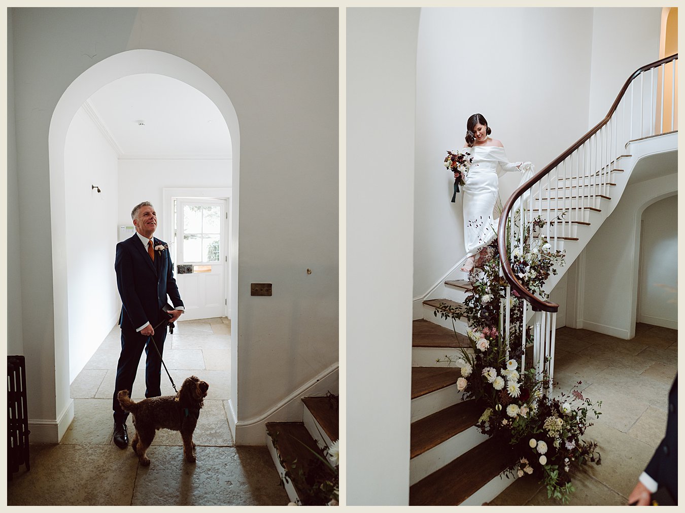 aswarby staircase, aswarby autumn wedding, aswarby creative flowers
