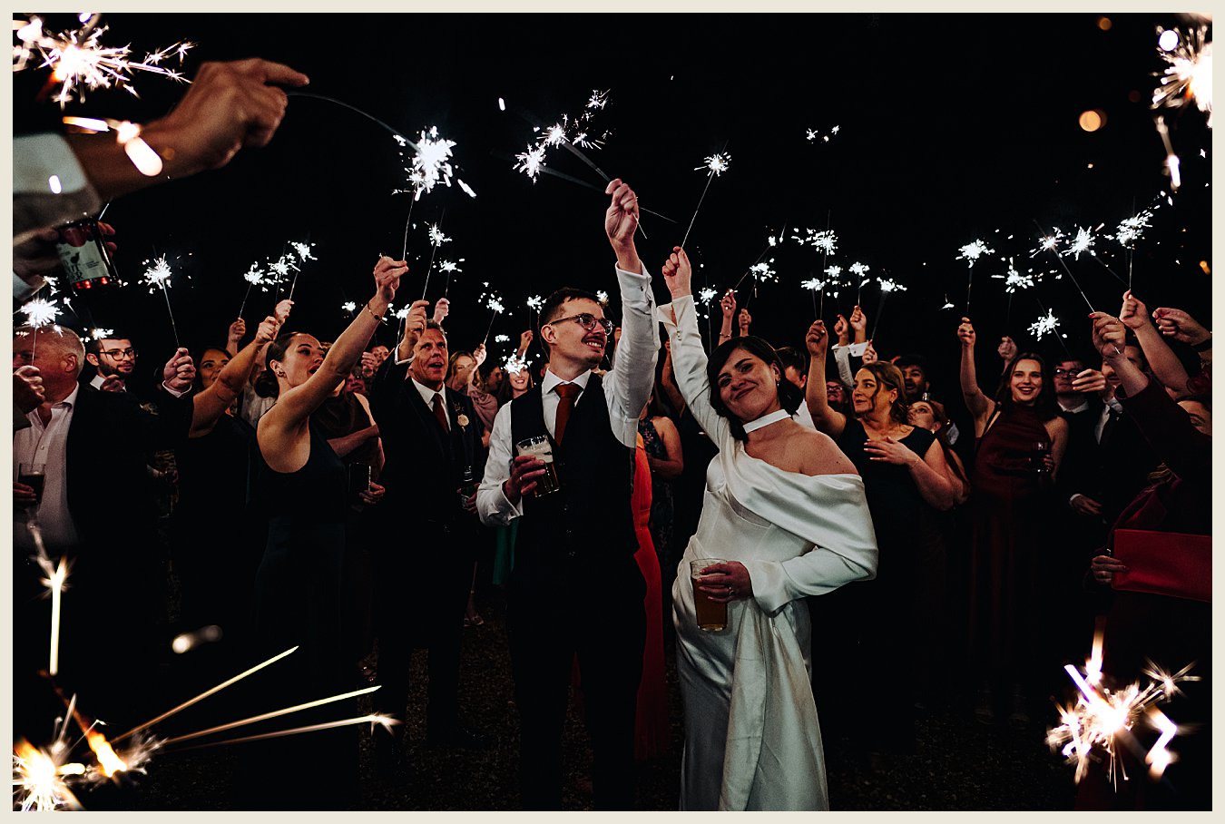 wedding sparklers, aswarby rectory, autumn wedding,